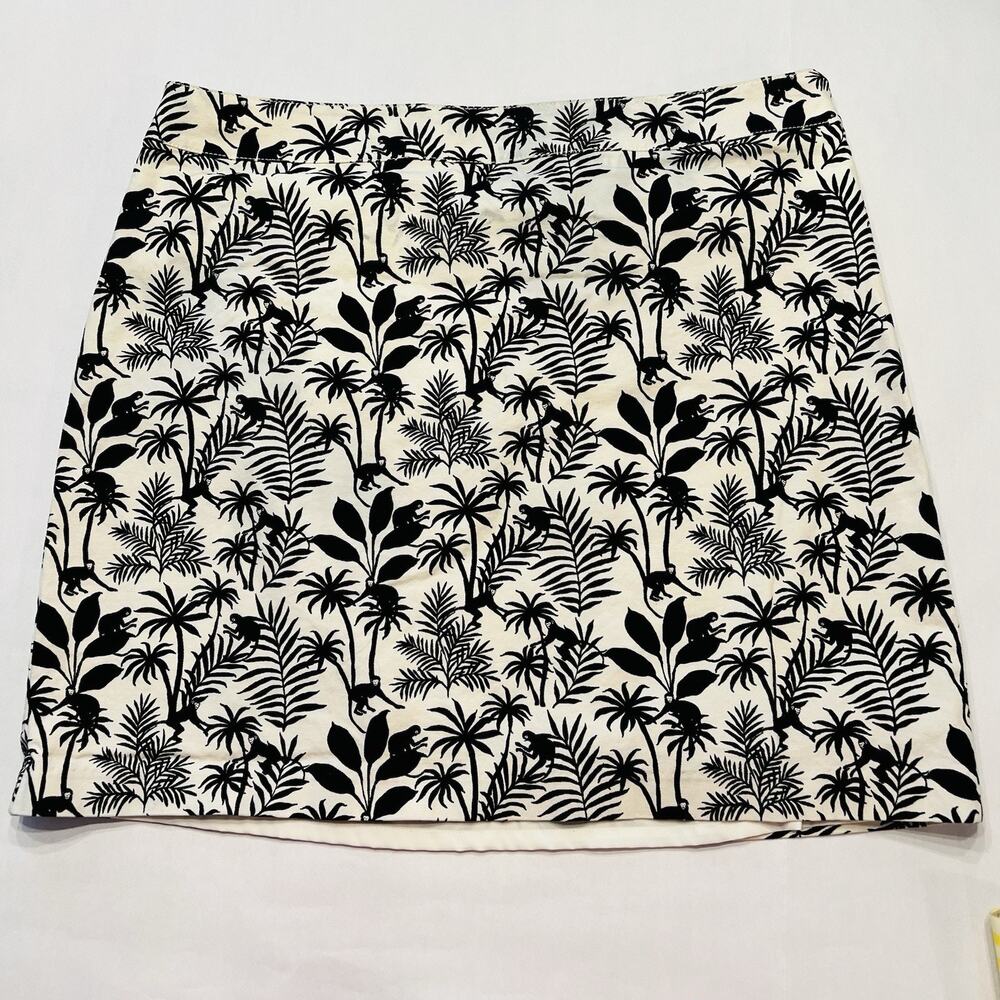 Talbots Skirt Womens 16  Floral Flower Jungle Tropical Monkey Straight (A0127)
